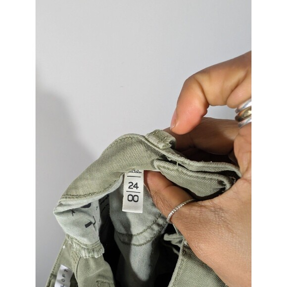 Loft Womens Green High Waist Skinny Crop Pants‎ Sz 24 Lightweight Casual Preppy - Picture 8 of 10